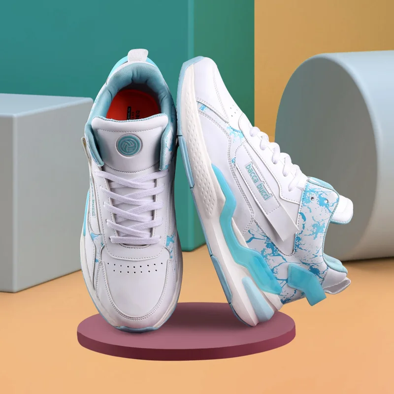 Bacca Bucci Sea Green Veera Athletic Mid Top White Sneakers for Men | Best Price UAE